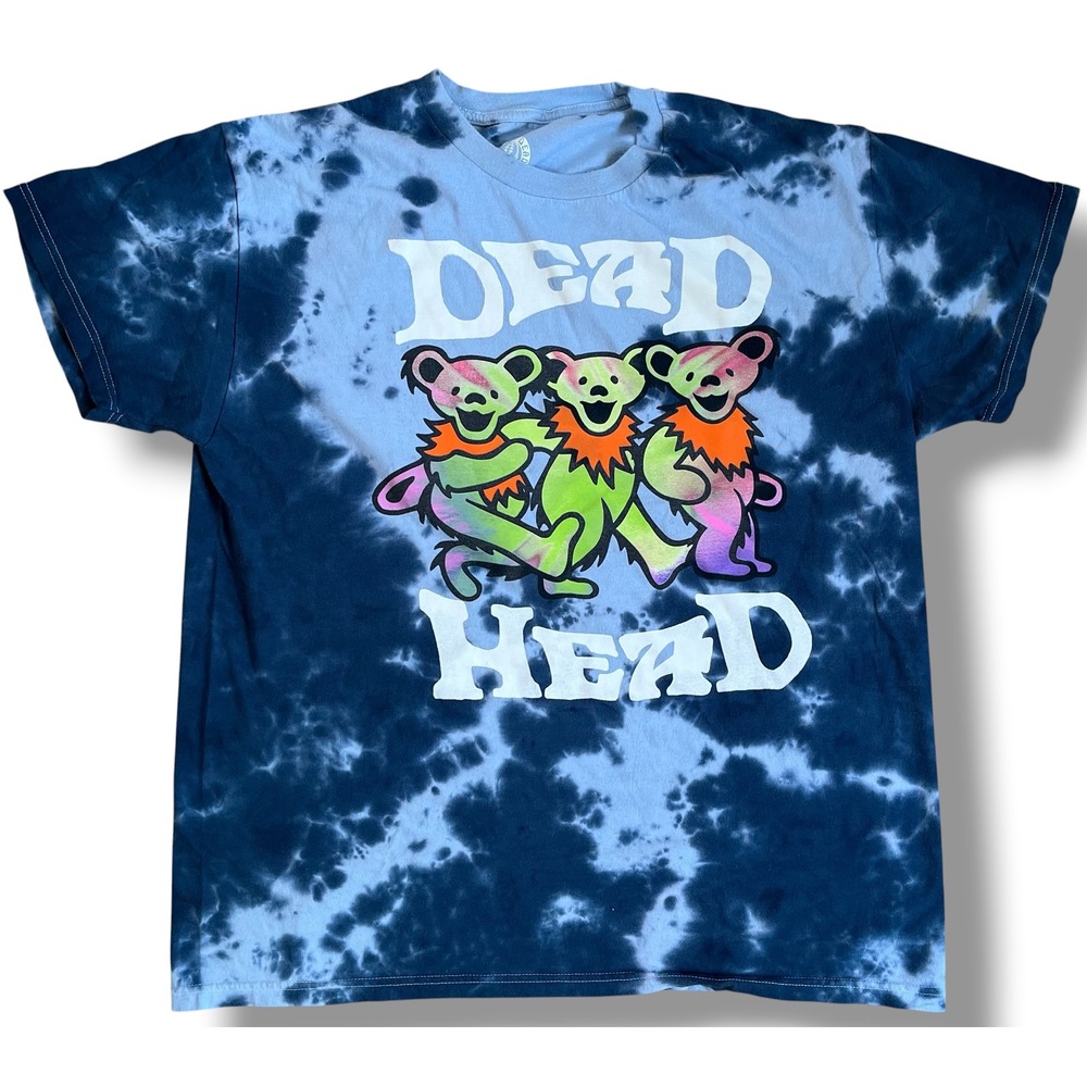 Grateful Dead Ripple Junction Blue Tie Dye Dancing Bears Graphic T-Shirt Large